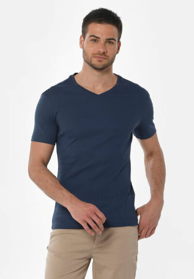 Organication | Ribbat T-shirt i ekologisk bomull med V-ringning