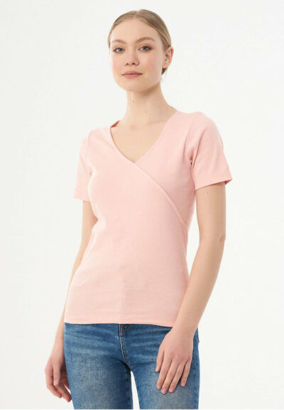 Organication | Ribbat T-shirt i ekologisk bomull med V-ringning