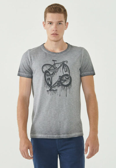 Organication | Garment dyed T-shirt i ekologisk bomull med cykeltryck