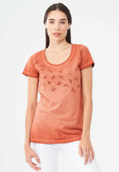 Organication | Garment dyed T-shirt i ekologisk bomull med fågeltryck