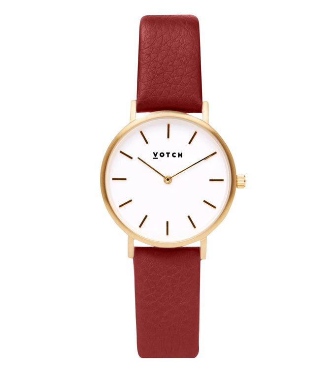 Gold & Ruby Red Watch | Petite