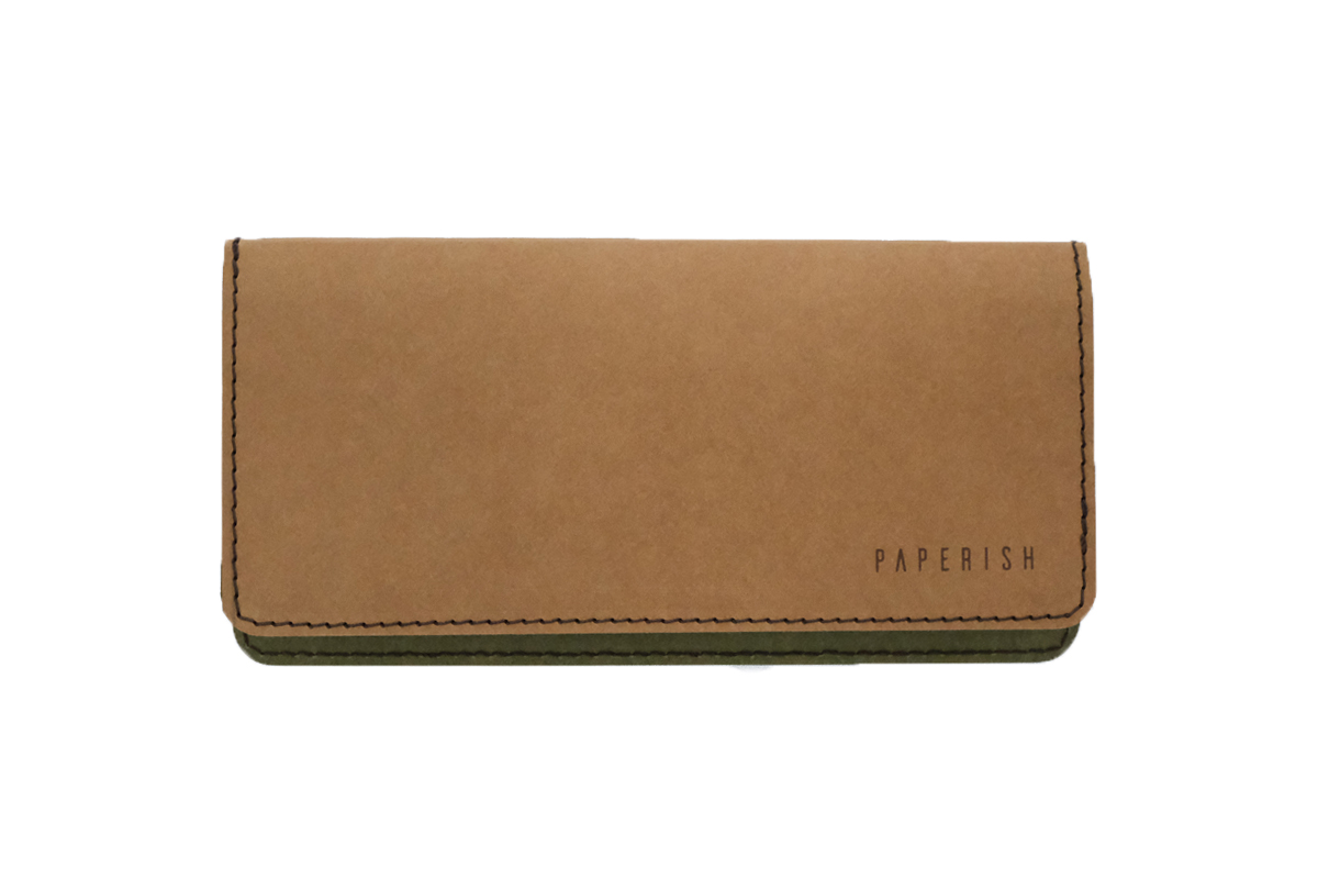 Long Wallet Clutch from Innovative Paper | Brown & Green