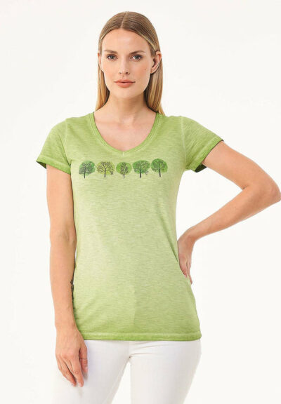 Organication | Plaggfärgad T-shirt i ekologisk bomull med trädmönster
