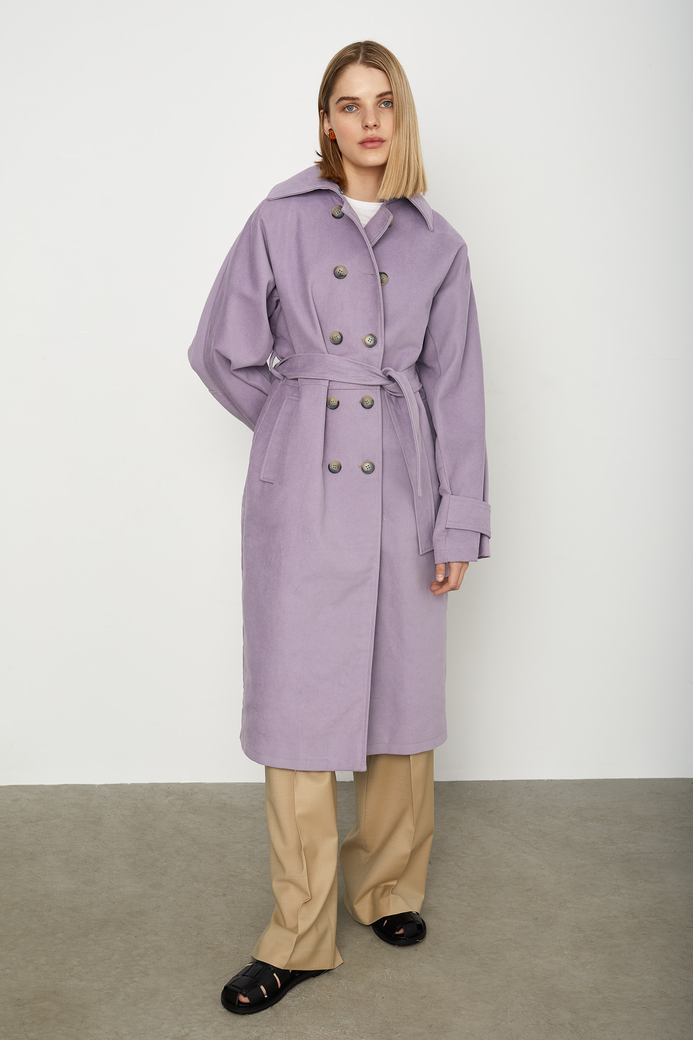 Cotton-Velours Trench Coat Minaga