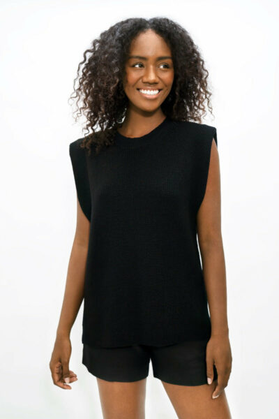 Napoli - High Neck Knitted Top - Licorice