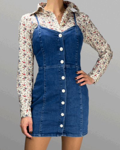 Jeansklänning med knappar