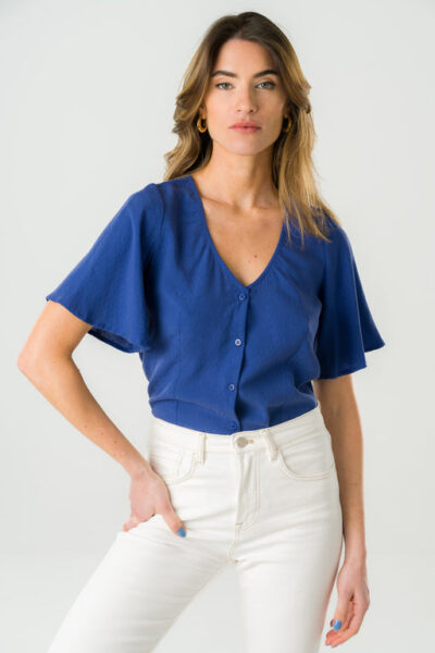 Avani Apparel | Blouse réversible Lys bleue roi