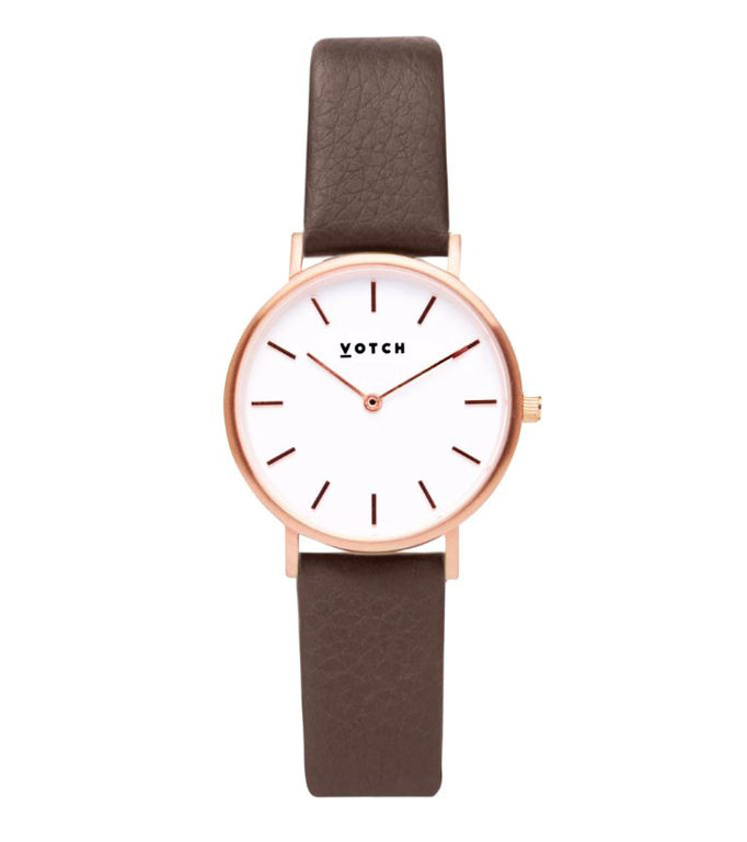 Rose Gold & Brown Watch | Petite