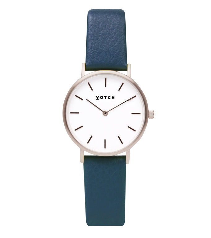Silver & Navy Watch | Petite