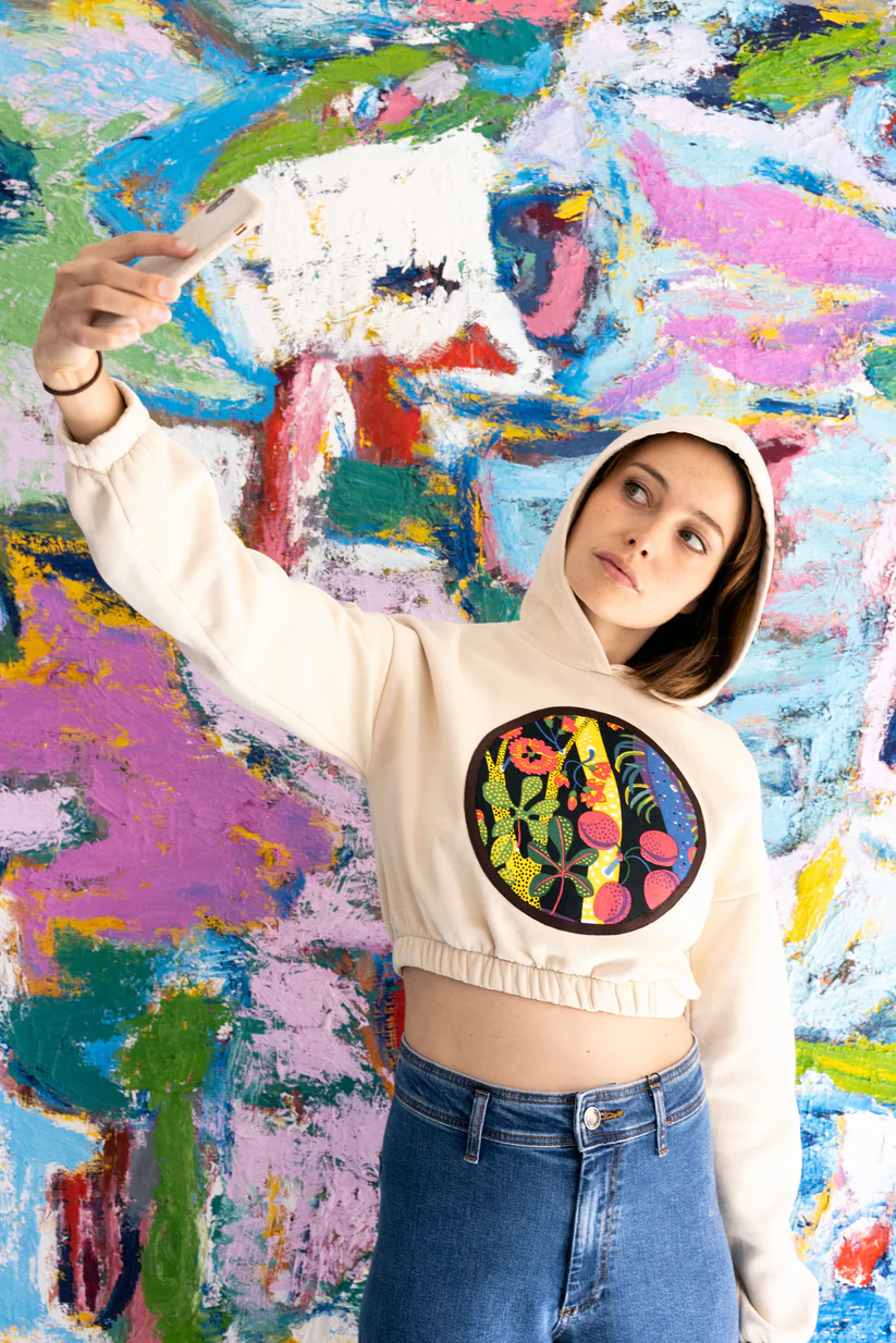 Abloom Collection | No 4 - Cropped Sweatshirt - Eggshell white - Size S