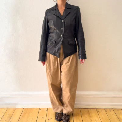 Olivias Garderob | Vintage Black Leather Blazer - Size: 38
