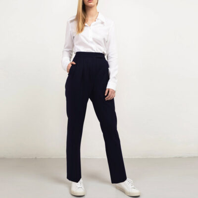 Studio Heijne | Navy Pleated Wool Trousers