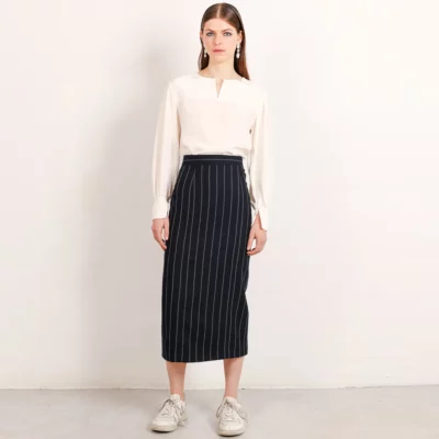 Studio Heijne | Midi Length Pinstripe Pencit Skirt Prime