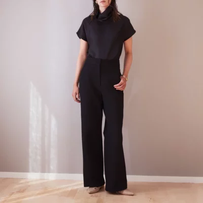 Studio Heijne | Wide Leg Cotton Trousers Paris In Heavy Stretch