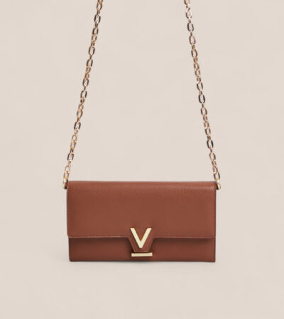 Votch | Luella Vegan Bio-Based Bamboo Leather Chain Purse in Brown