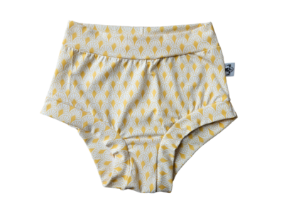 High waisted womens briefs with yellow print