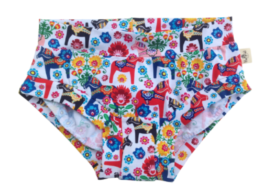 Womens brief undies with dala horses print