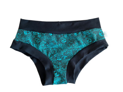 teal tangle skulls womens brief undies