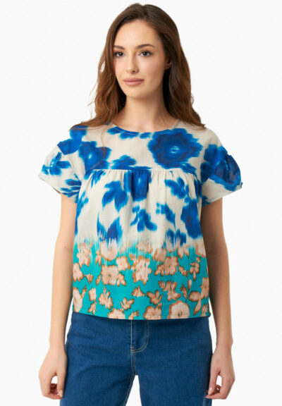 Organication | Blus av ekologisk bomull-voile med blommönster