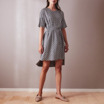 Studio Heijne | Short Day Dress With Black And White Geo Print