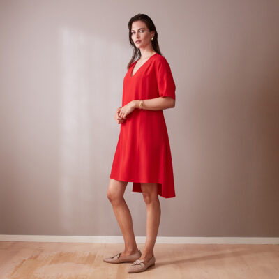 Studio Heijne | Knee-Length Day Silk Dress In Red