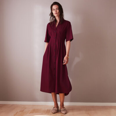 Studio Heijne | ÅSA Wine Red Shirt Dress Cotton-Midi Length