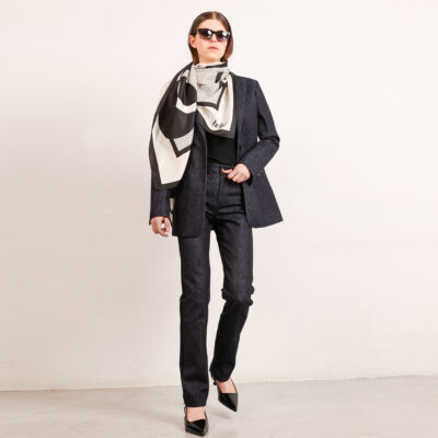 Studio Heijne | Straight Leg Colour Block Jeans in Dark Blue and Black
