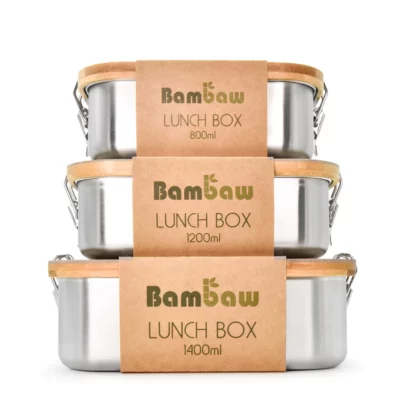 Lunch box | Rostfritt stål med bambulock | BAMBAW