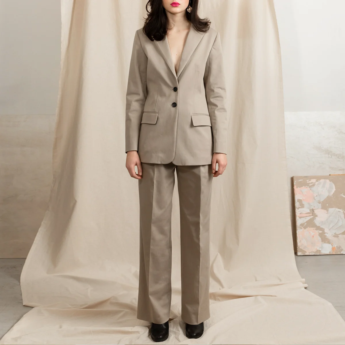 Studio Heijne | Long Swipe Pleated Wide Leg Pants