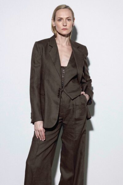 Reda Paula | DUSIA Oversize Tailored Brown Linen Blazer