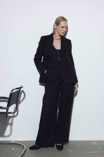 Reda Paula | DUSIA Oversize Tailored Black Linen Blazer