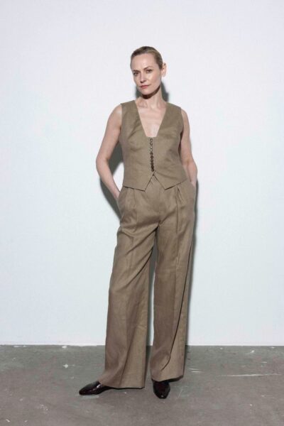 Reda Paula | Želva Classic Style Beige Linen Pants