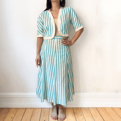 Olivias Garderob | Vintage Striped Silk Set - Bolero + Full Skirt - size S