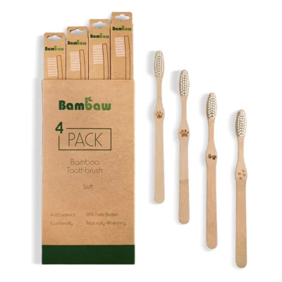 Bamboo toothbrushes (4 pack) Soft | BAMBAW