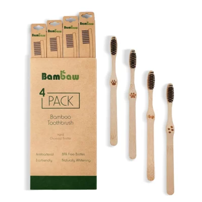 Bamboo toothbrushes (4 pack) Hard | BAMBAW