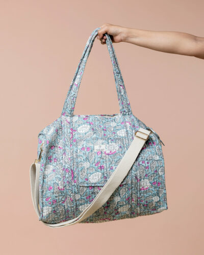 Handblock Printed Duffel Bag -Lush Green