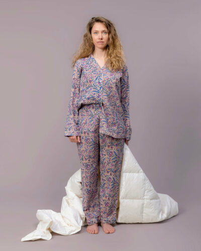 Lavender Vine Hand Block Printed Pajama Set