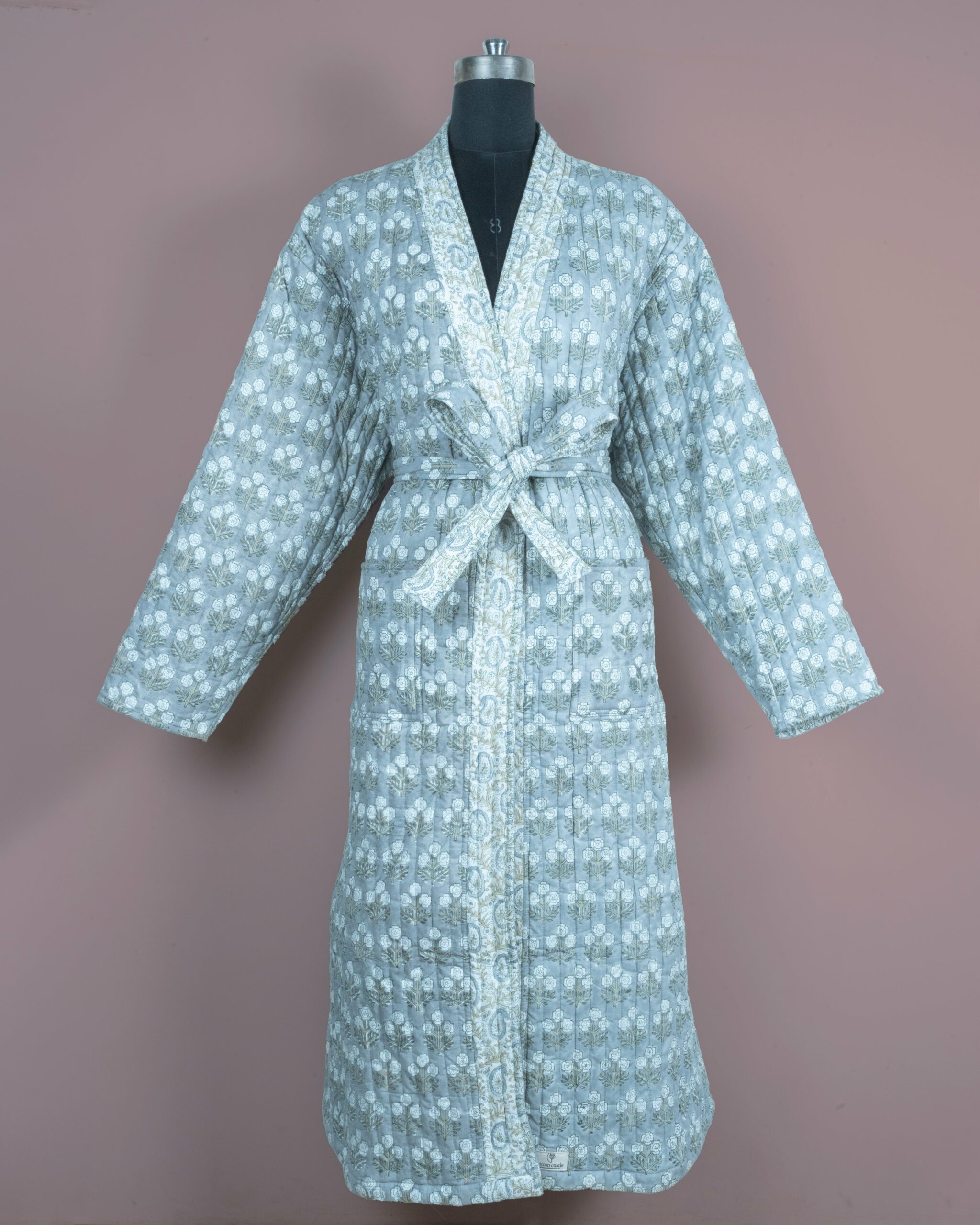 Reversible Quilted Robe – Lunar Paisley Motifs