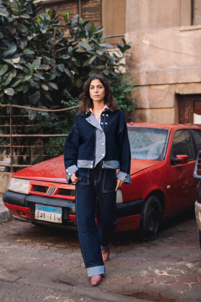 Drop-shoulder Denim Jacket in Blue