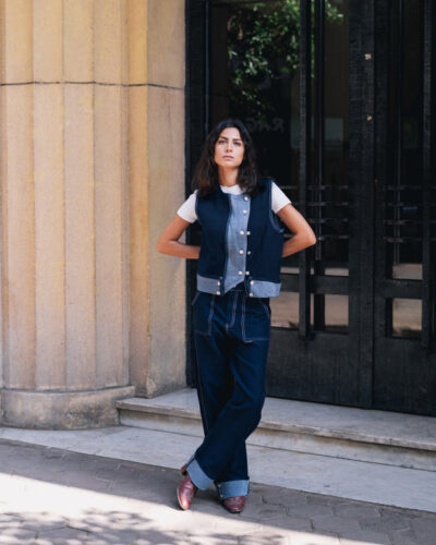 Asymmetric Denim Vest in Blue