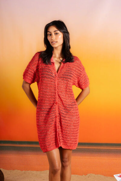 Aria Shirt Dress in Coral