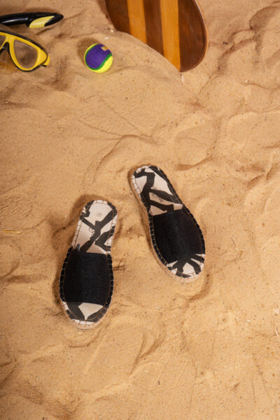 Open Toe Espadrilles - Black Denim