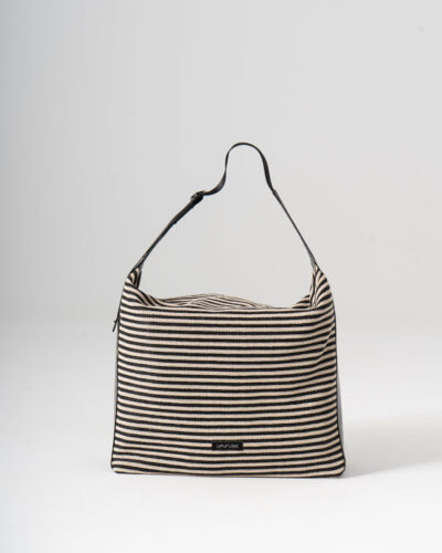 Sol Raffia Hobo Bag - Black & Ivory