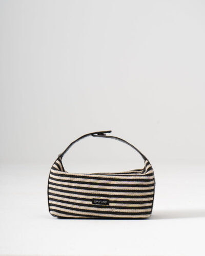 Sol Raffia Handbag - Black & Ivory