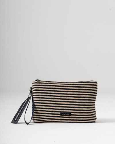 Sol Raffia Clutch -  Black & Ivory