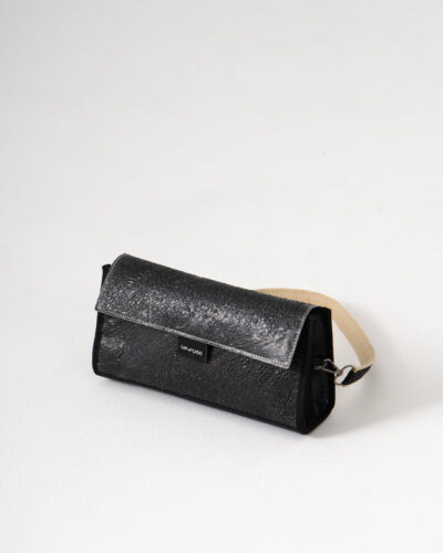 Textured Luxe Lolita Shoulder Bag - Noir Leaf