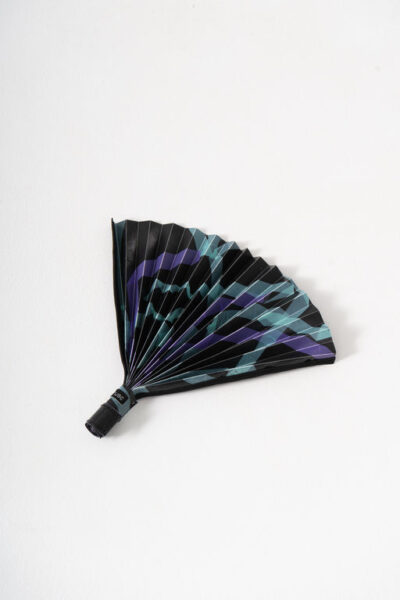 Hand Folding Fan - Blues Confetti